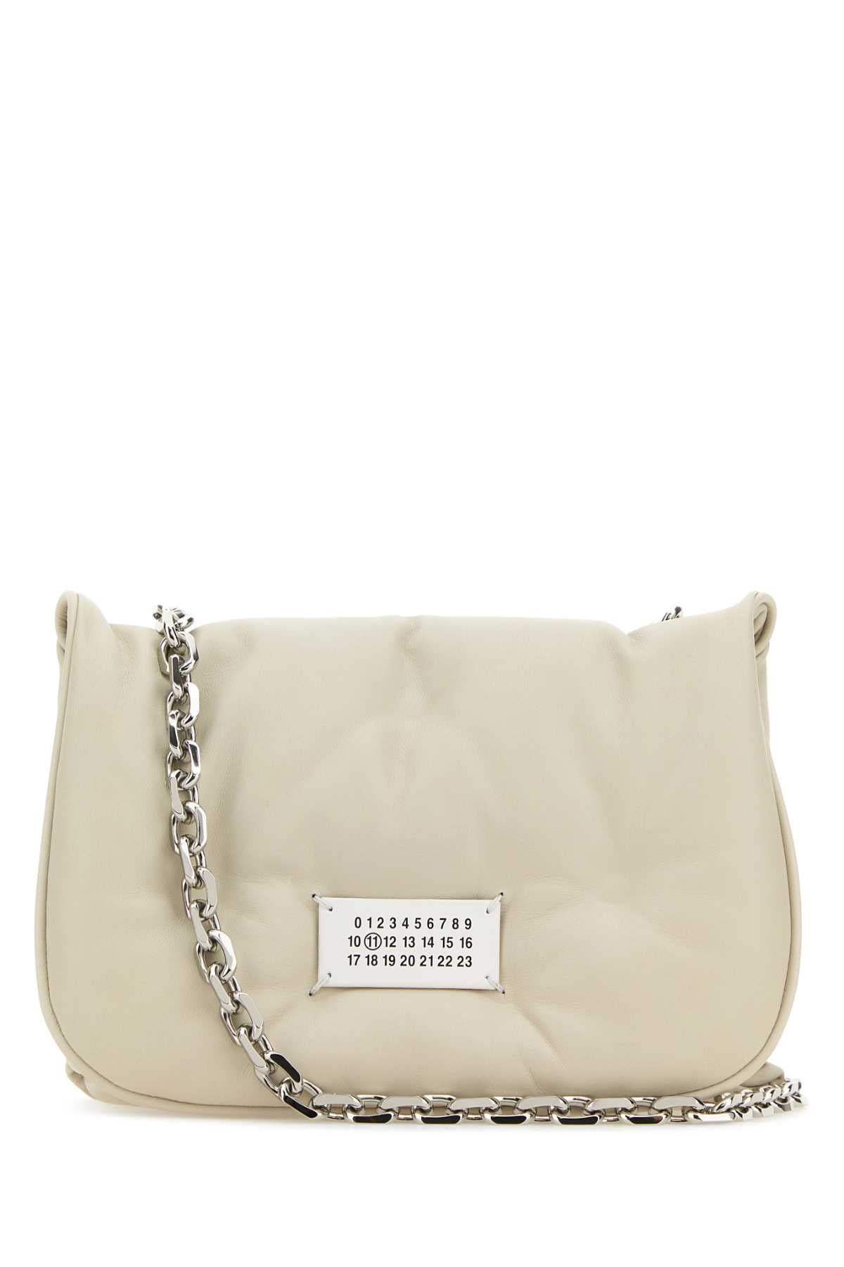 Maison Margiela Women Chalk Nappa Leather Small Glam Slam Flap Crossbody Bag