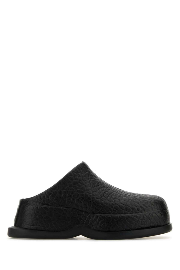 Alexander Mcqueen Women Black Leather Wave Slippers