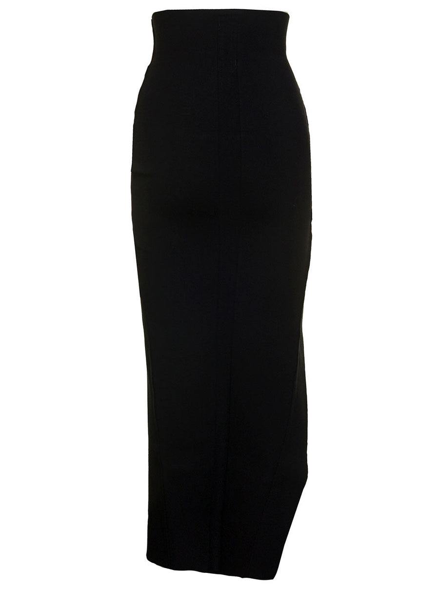 Rick Owens Women 'Theresa' Maxi Black Skirt With Wide Split At The Front In Viscose Blend Woman