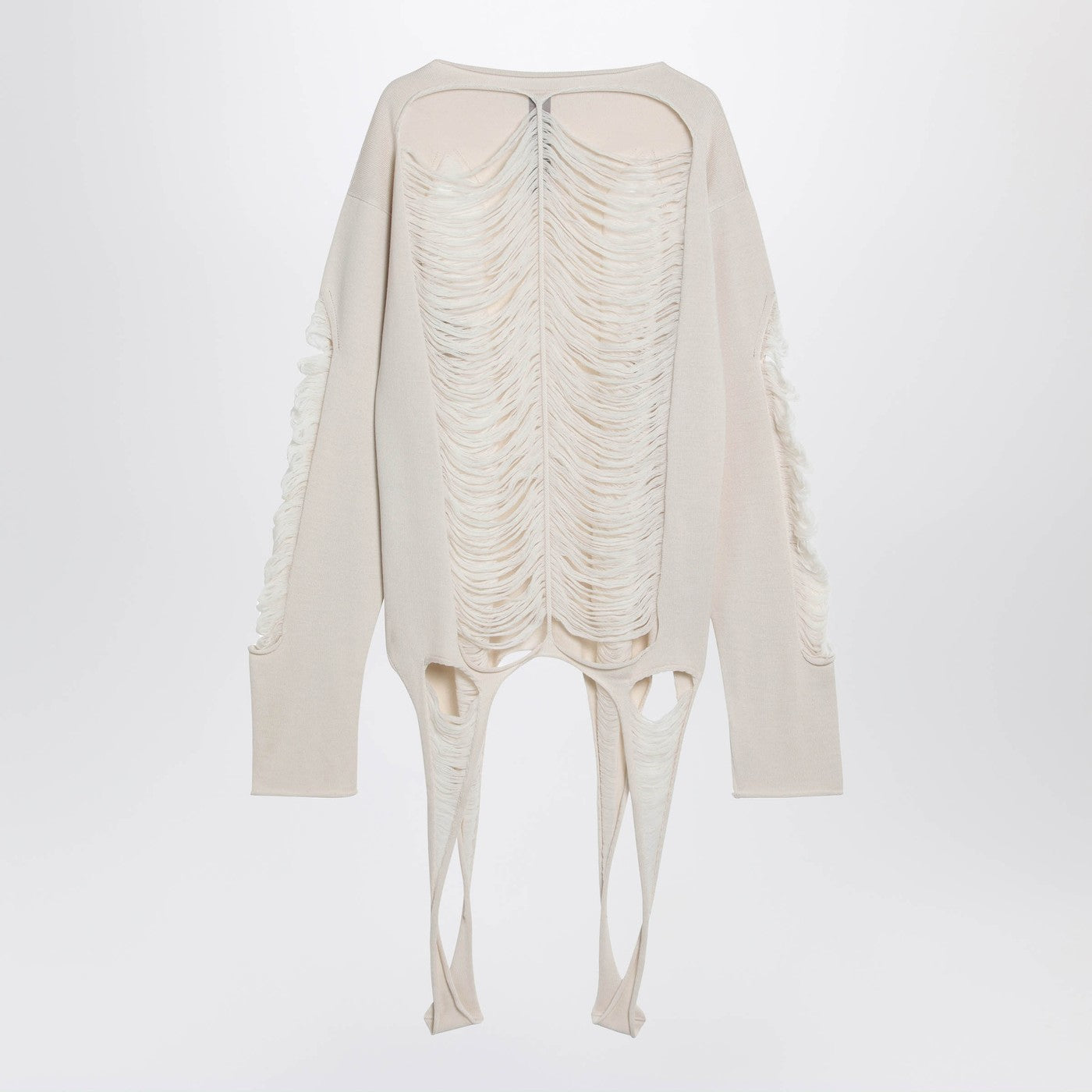 Rick Owens Torn Ivory Sweater In Wool Men