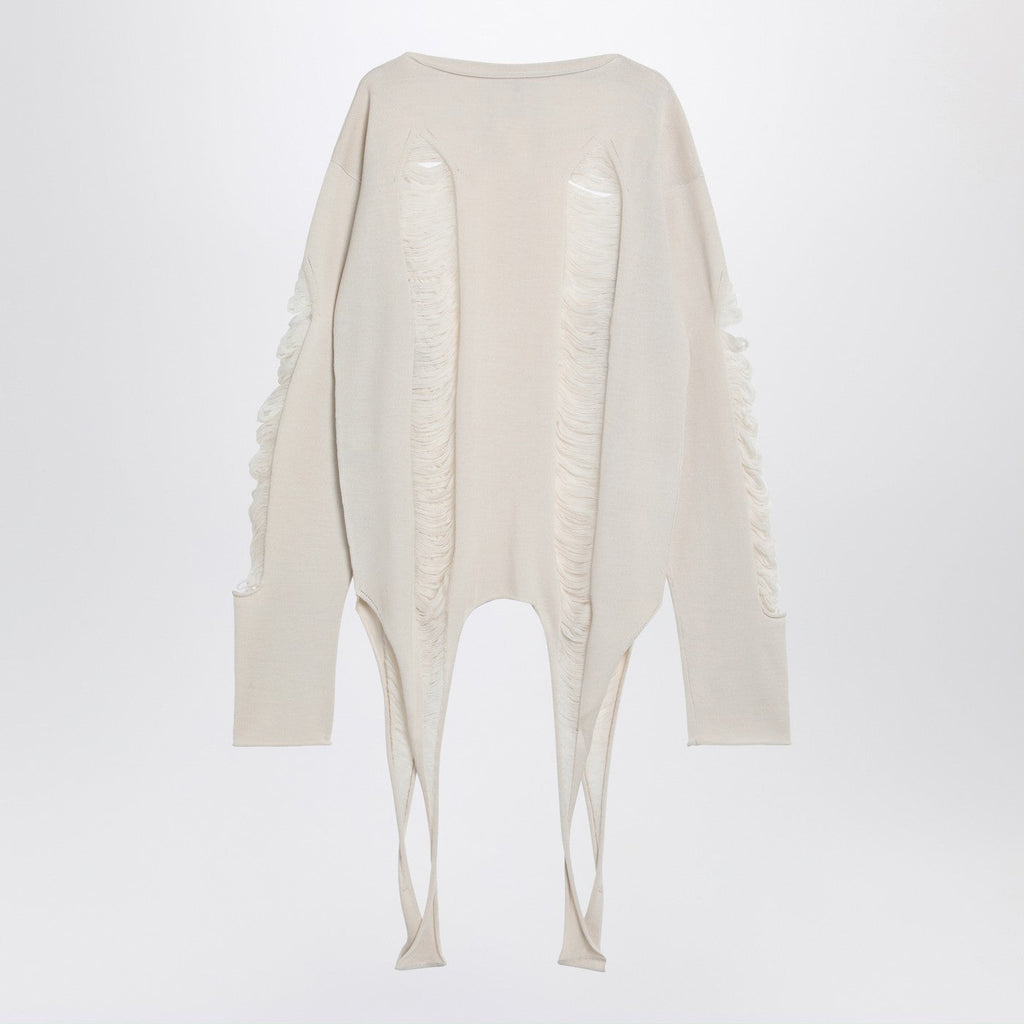 Rick Owens Torn Ivory Sweater In Wool Men