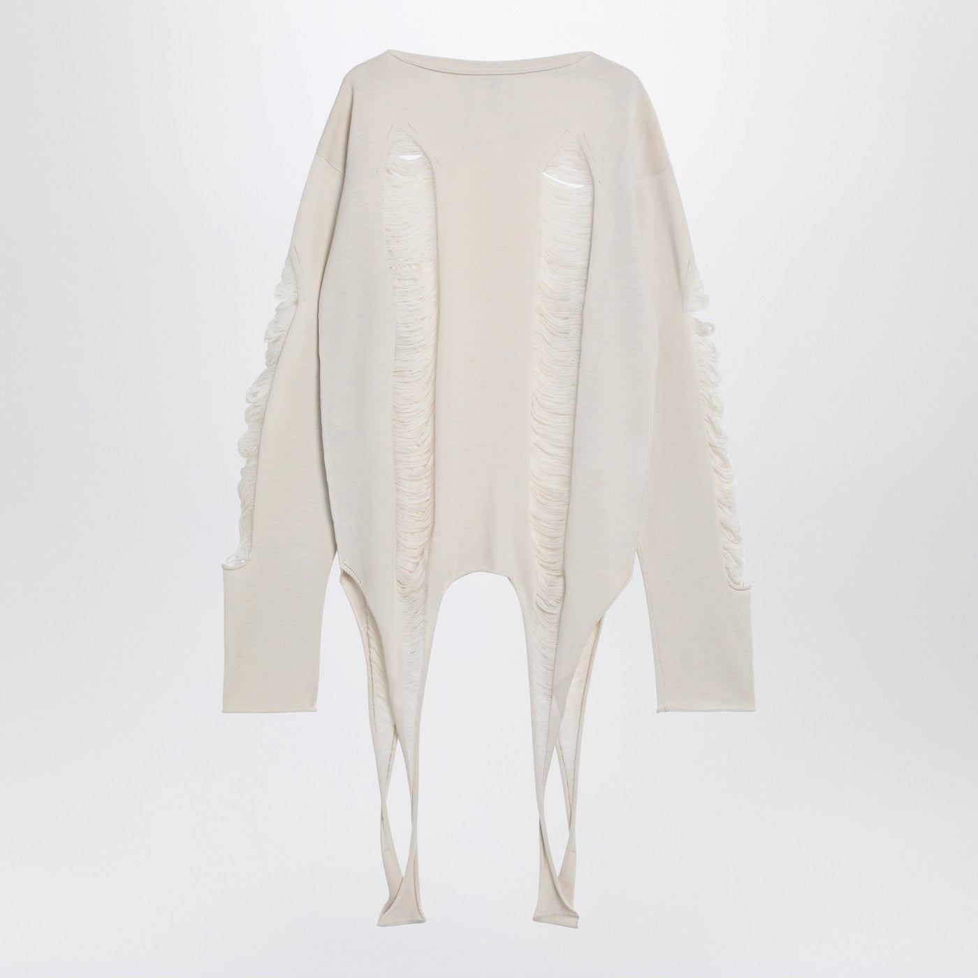 Rick Owens Torn Ivory Sweater In Wool Men