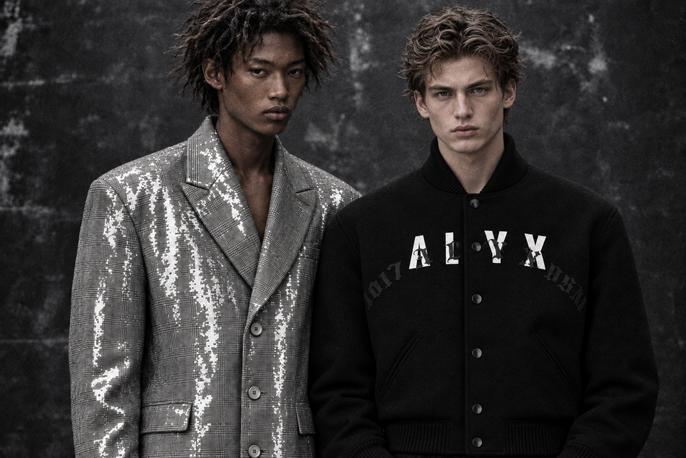 Black and white models in the editorial pose