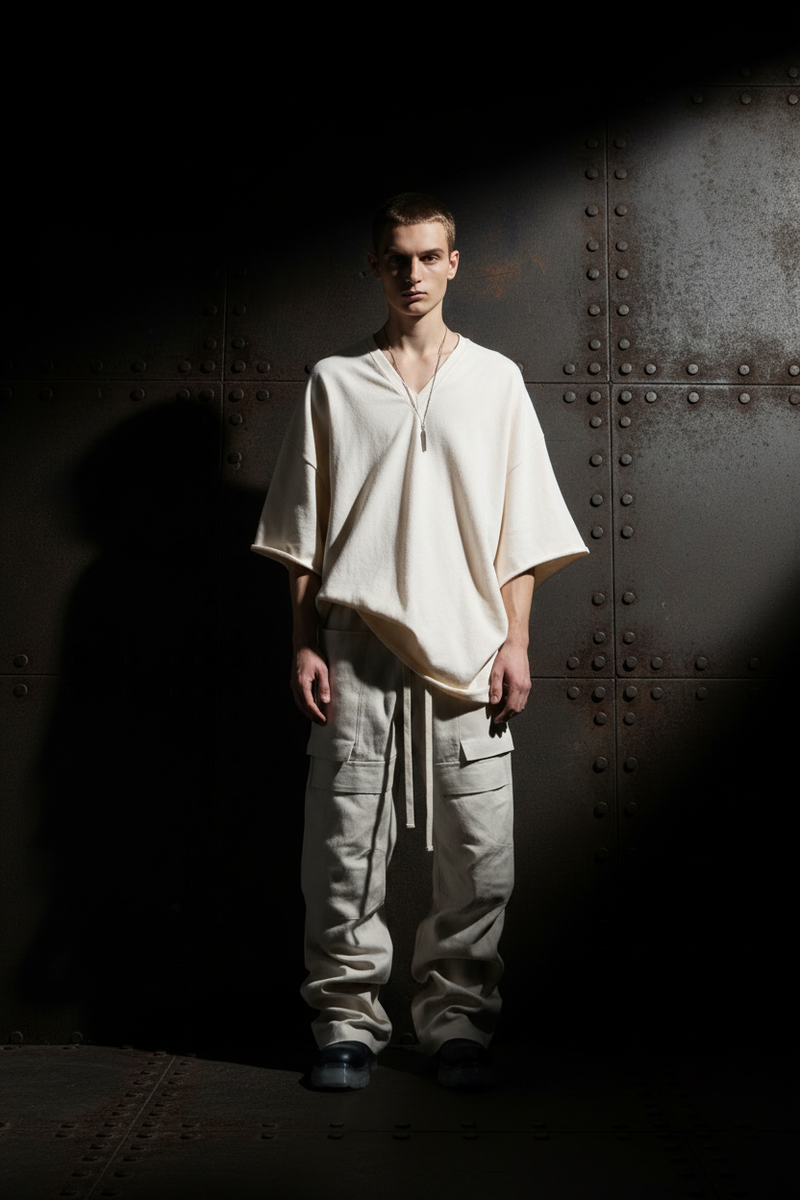 Rick Owens — Model on Riveted Metal